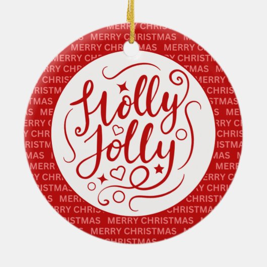 科学先生タイポグラフィクリスマスレッド セラミックオーナメント (裏面)