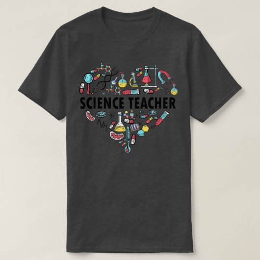 科学先生ハート誇りを持った科学I Love Science Tシャツ (デザイン正面)