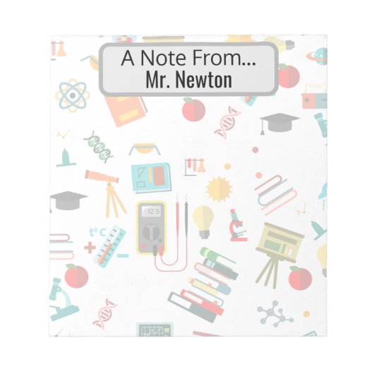 科学先生パーソナライズされたプリントリンゴ本 ノートパッド (正面)