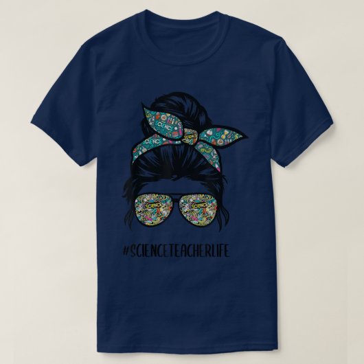 科学先生メッシーバンライフヘアメガネ戻るt tシャツ (デザイン正面)