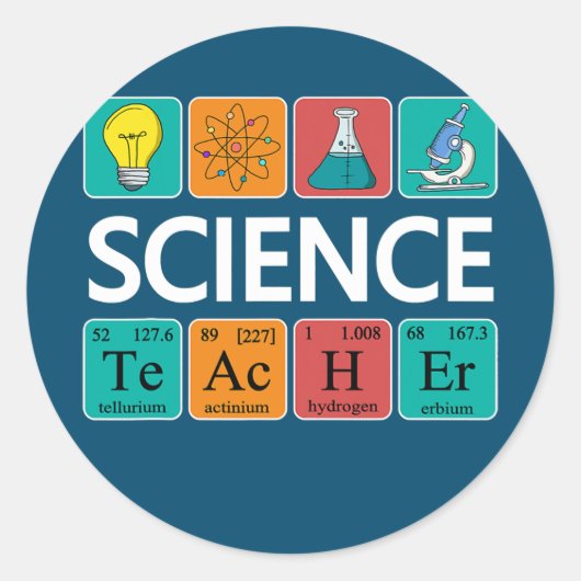 科学先生周期表化学生物学 ラウンドシール (正面)