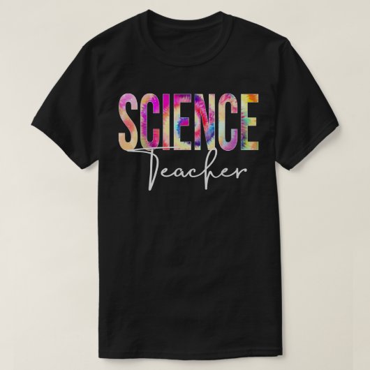 科学先生絞り染め新学期女性記者 Tシャツ (デザイン正面)