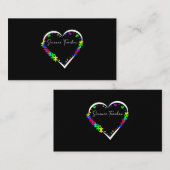 科学先生自閉症パズルラブハート自閉症Aw 名刺 (正面/裏面)