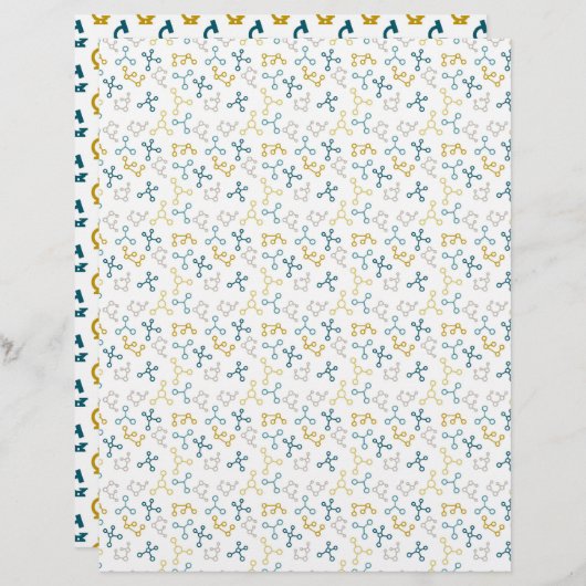 科学分子と顕微鏡ブルーグリーン紙 (正面/裏面)