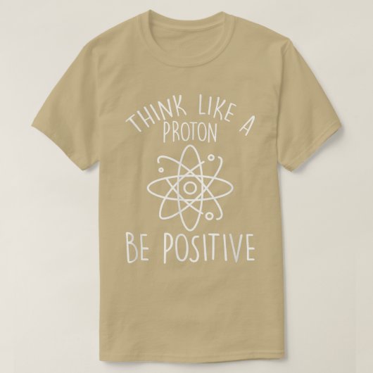 科学前向き考える陽子 Tシャツ (デザイン正面)