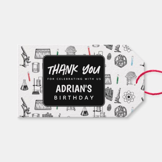 科学化学研究者誕生日パーティーテーマ ギフトタグ (正面(横))