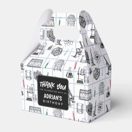 科学化学研究者誕生日パーティーテーマ フェイバーボックス (正面サイド)