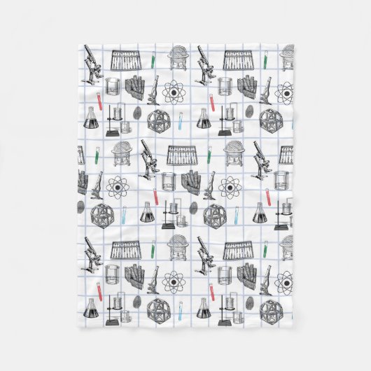 科学化学科学者パターン フリースブランケット (正面)