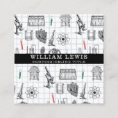 科学化学科学者QRコードソーシャルメディア スクエア名刺 (正面)