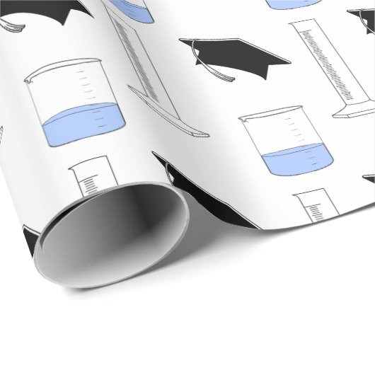 科学卒業式ビーカーキャップ卒業シリンダー ラッピングペーパー (ロールコーナー)