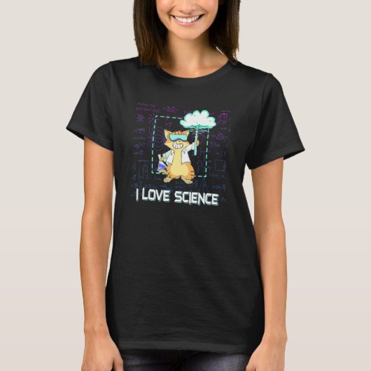 科学大好き 化学 クールな科学者 猫の実験 Tシャツ (正面)