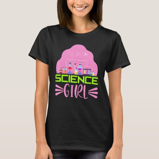 科学女子科学者女性研究室化学創案 Tシャツ (正面)