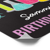 科学実験ウェルカムサインインピンク ポスター (角)