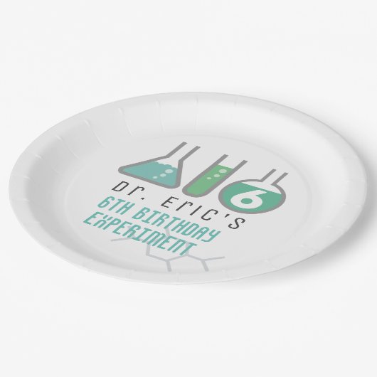 科学実験グリーンボーイ誕生日 ペーパープレート (アングル)