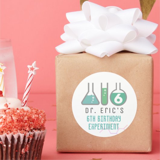 科学実験グリーンボーイ誕生日 ラウンドシール (パーティー)