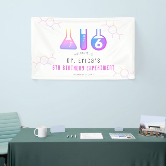 科学実験ネオンピンクガール誕生日歓迎 横断幕 (トレードショー)