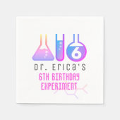 科学実験ネオンピンクガール誕生日 スタンダードカクテルナプキン (正面)