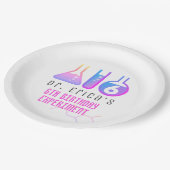 科学実験ネオンピンクガール誕生日 ペーパープレート (アングル)