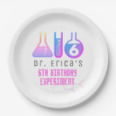 科学実験ネオンピンクガール誕生日 ペーパープレート (正面)