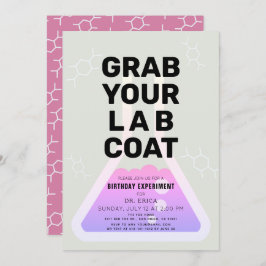科学実験フラスクネオンピンクガール誕生日 招待状