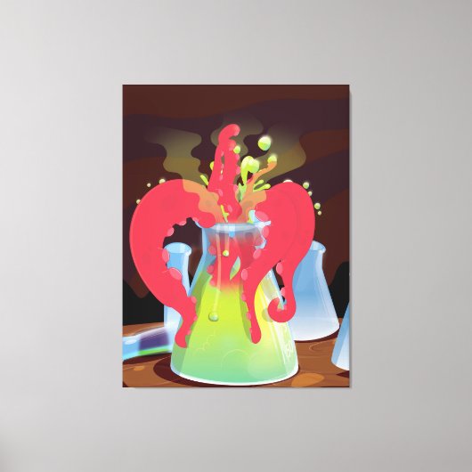 科学実験フラスクモンスター キャンバスプリント (正面)