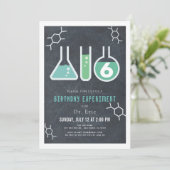 科学実験ブラックチャックボード誕生日 招待状 (スタンド正面)