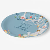 科学実験室と実験の誕生日パーティー ペーパープレート (アングル)