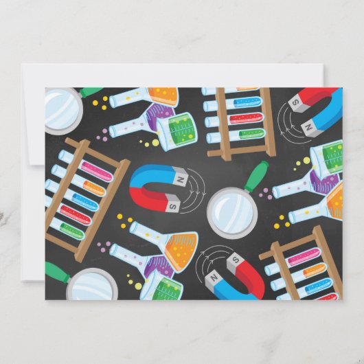 科学実験誕生日パーティーへの招待 招待状 (裏面)