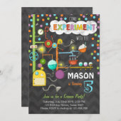 科学実験誕生日パーティーへの招待 招待状 (正面/裏面)