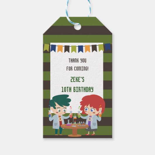 科学実験誕生日パーティーDNA分子 ギフトタグ (正面)