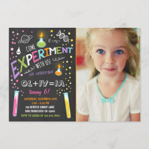 科学実験誕生日招待状少女 招待状