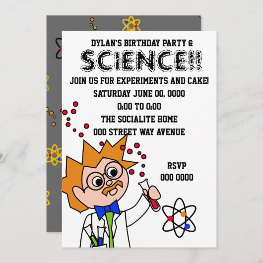 科学実験 招待状 (正面/裏面)