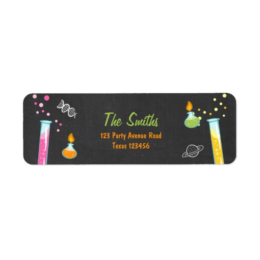 科学差出人住所ラベル実験室パーティー ラベル (正面)