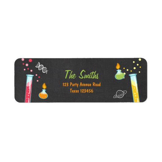 科学差出人住所ラベル実験室パーティー ラベル (正面)