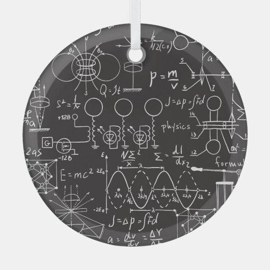 科学式:Chalkboard計算Patte ガラスオーナメント (正面)