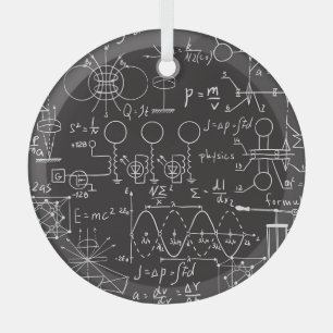 科学式：Chalkboard計算Patte ガラスオーナメント