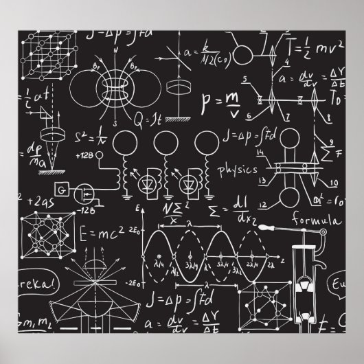 科学式:Chalkboard計算Patte ポスター (正面)