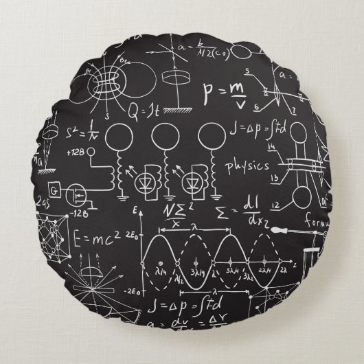 科学式:Chalkboard計算Patte ラウンドクッション (正面)