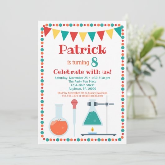 科学招待状化学誕生会 招待状 (スタンド正面)