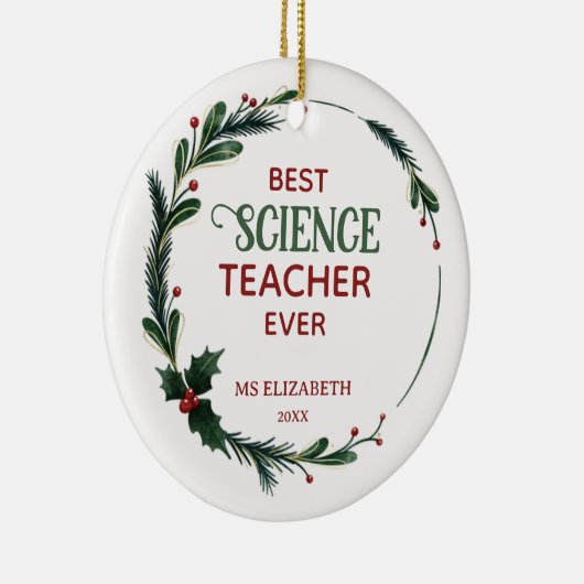科学最高の先生タイポグラフィクリスマスリース セラミックオーナメント (右)