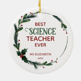 科学最高の先生タイポグラフィクリスマスリース セラミックオーナメント