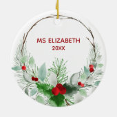 科学最高の先生フローラリースフレーム セラミックオーナメント (裏面)