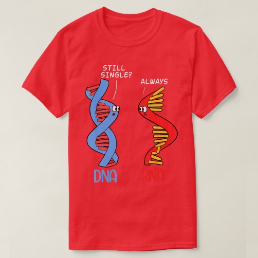 科学独身のDNA RNAパートナー人間関係Chemis Tシャツ (デザイン正面)