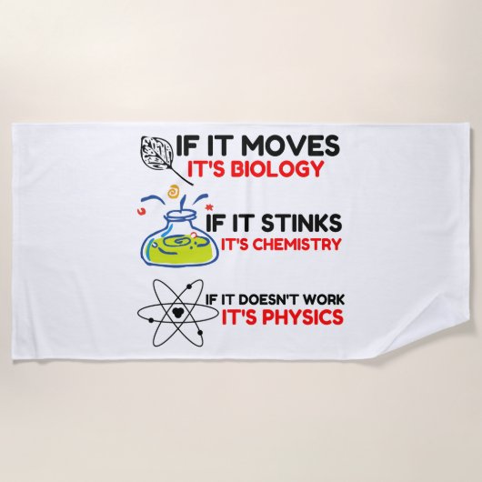 科学生物化学物理学 ビーチタオル (正面)
