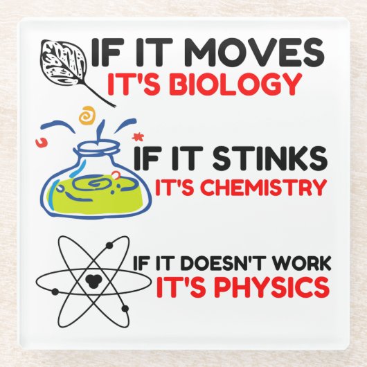 科学生物学化学物理学 ガラスコースター (正面)