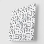 科学生物学物理地理数学パターン スクエア壁時計 (傾斜)