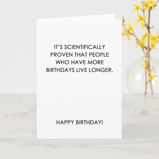 科学的に実証されたおもしろい誕生日カード カード (黄色い花)