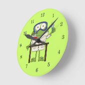 科学研究所のカエル ラウンド壁時計 (傾斜)