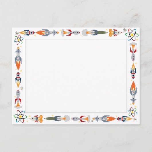 科学縁どヴィンテージロケットと原子縁ど ポストカード (正面)