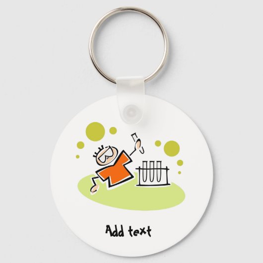 科学者おもしろい漫画パーソナライズされた キーホルダー (正面)